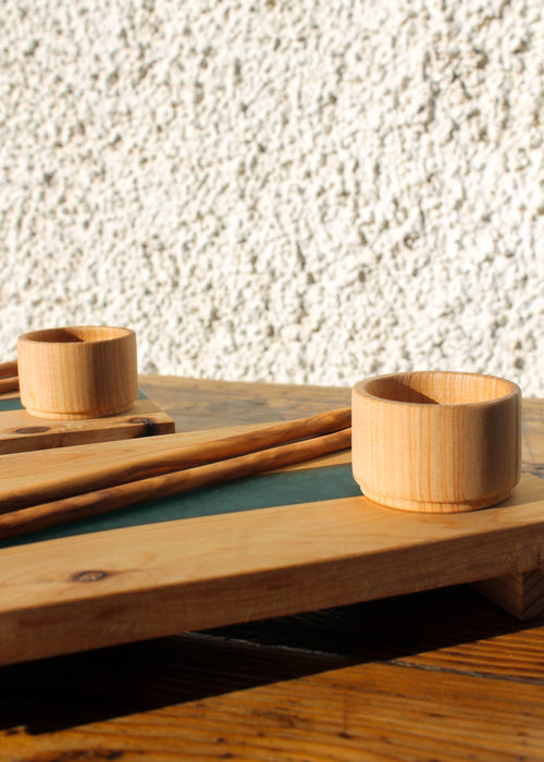 2 Set Sushi in Legno e Resina